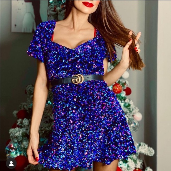 Zara Bloggers Favorite Multicolored Sequin short Sleeves Mini Dress Size S - Picture 5 of 16